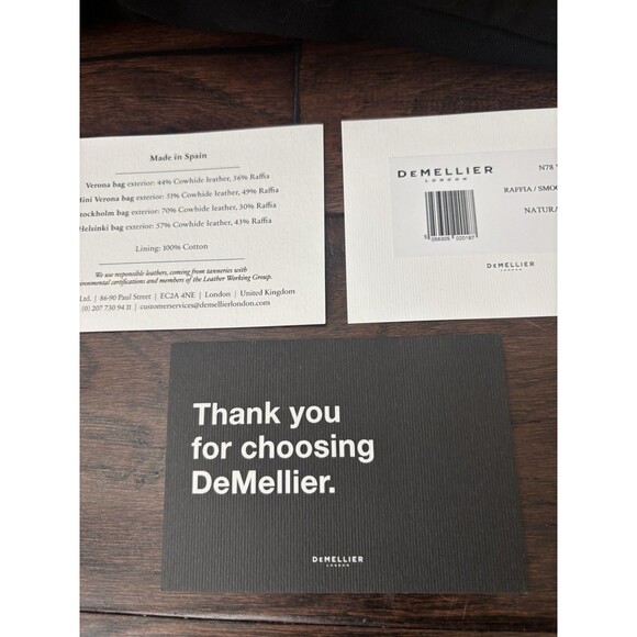 DeMellier Natural Raffia Black Braided Leather Verona Bag - New - Picture 14 of 14